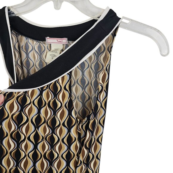 Geometric Light Academia Babydoll Retro Swirl Gold Black Brown Tunic Top Vol.1 M - Picture 6 of 10